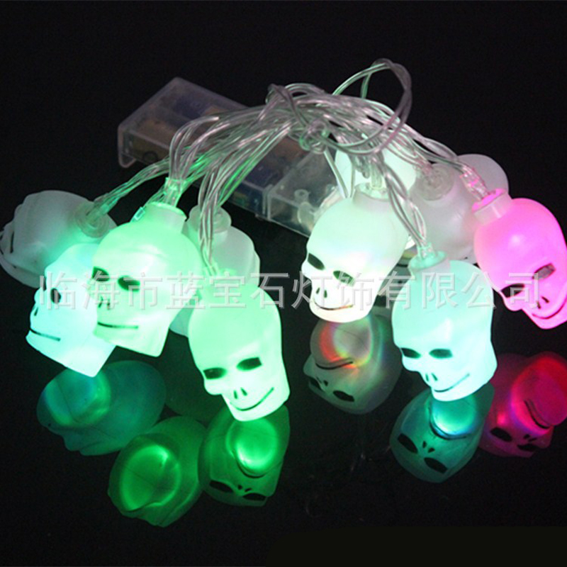 3M 10LED Fantasy Skull Flashing LED Lattern Light Colorful Skeleton String Flashlight Halloween Christmas Decorative